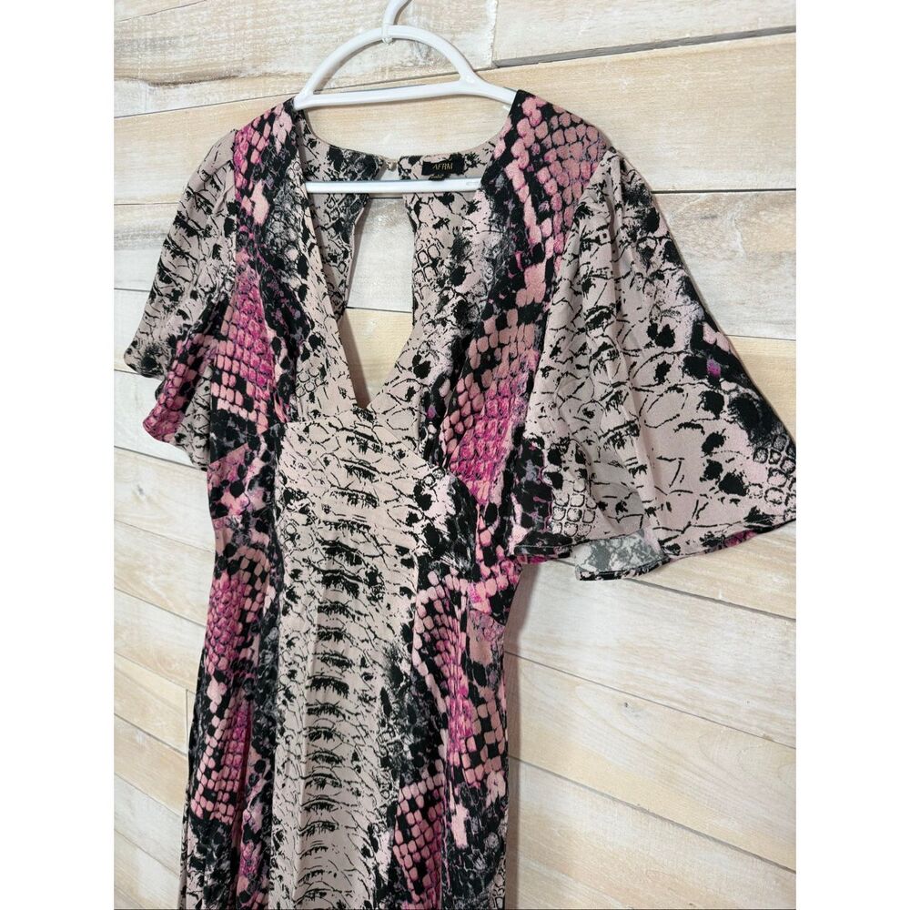 AFRM Zelda Open Back Midi Dress in the pink Snake Print Size L - Picture 5 of 9